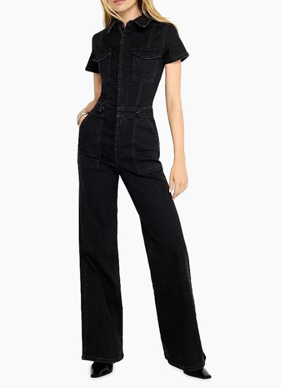 Good American Fit for Success Denim Jumpsuit Black Small NWT Nordstrom Stretchy